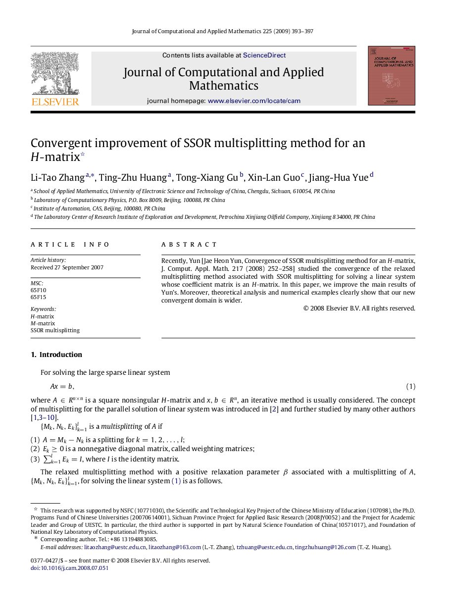 Convergent improvement of SSOR multisplitting method for an H-matrix