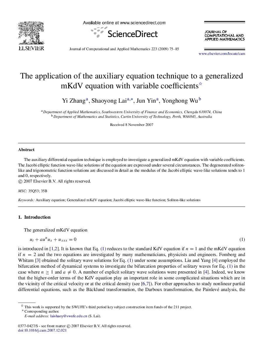 The application of the auxiliary equation technique to a generalized mKdV equation with variable coefficients 