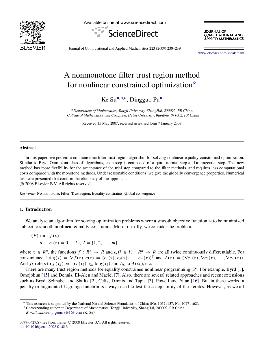 A nonmonotone filter trust region method for nonlinear constrained optimization 