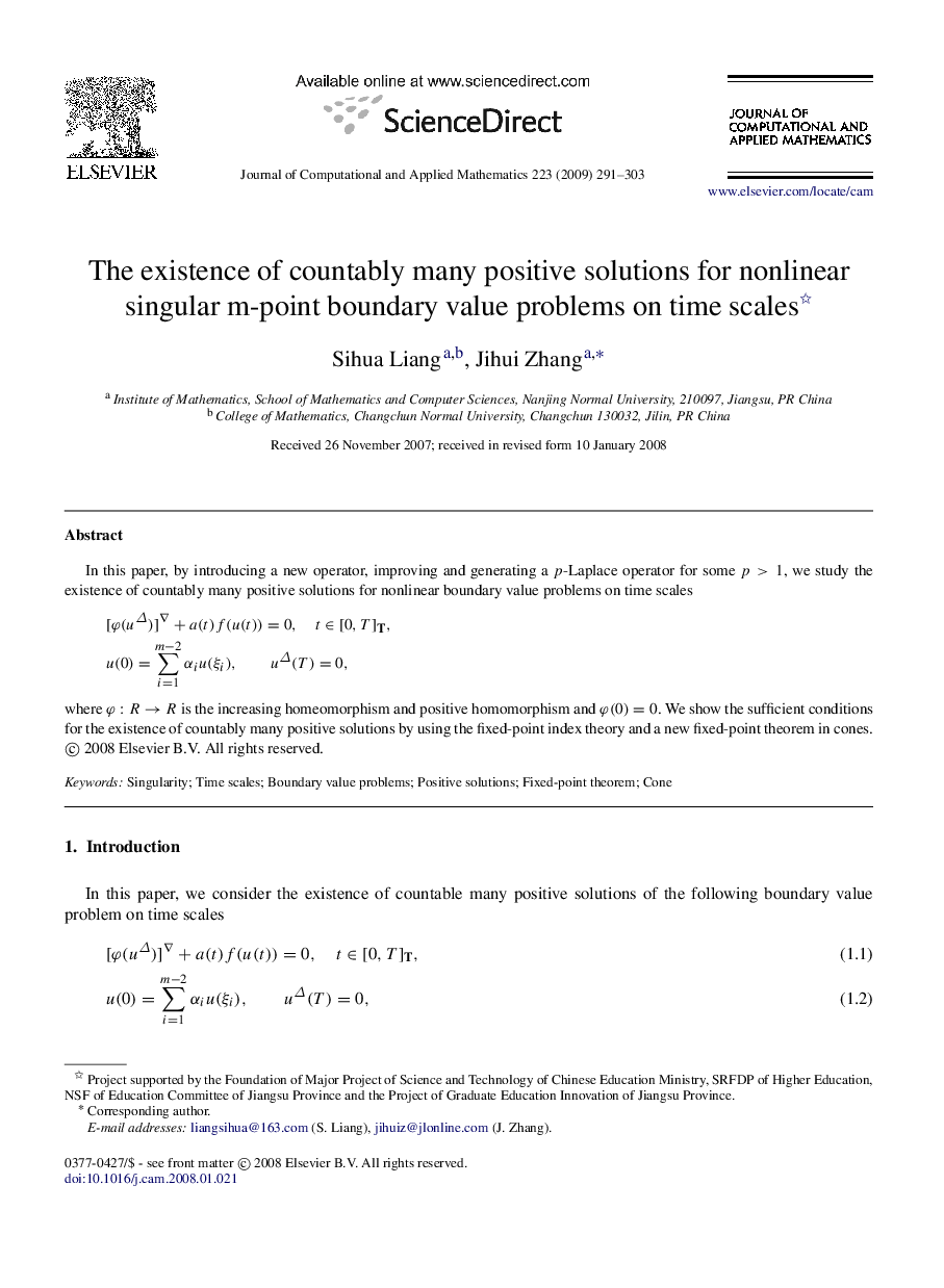 The existence of countably many positive solutions for nonlinear singular m-point boundary value problems on time scales