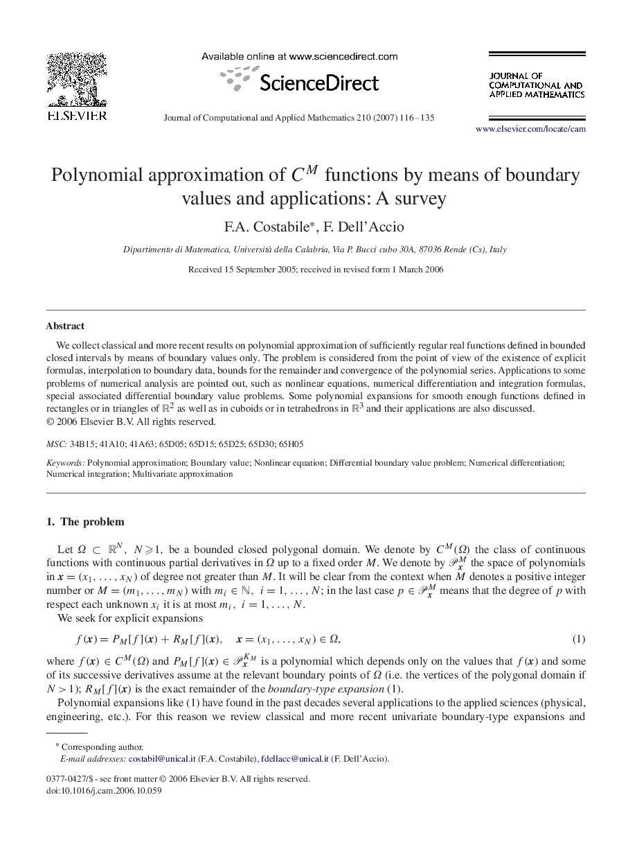 Polynomial approximation of CMCM functions by means of boundary values and applications: A survey