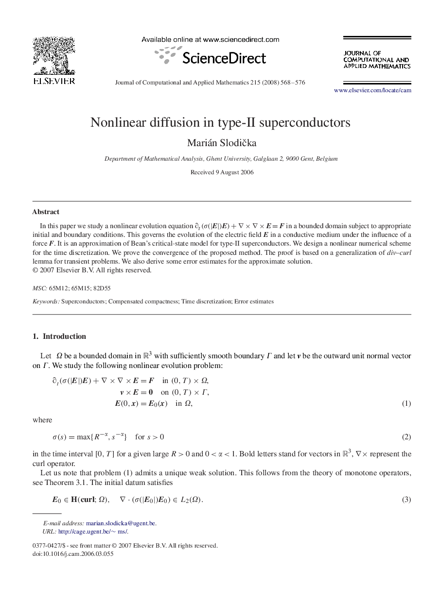 Nonlinear diffusion in type-II superconductors