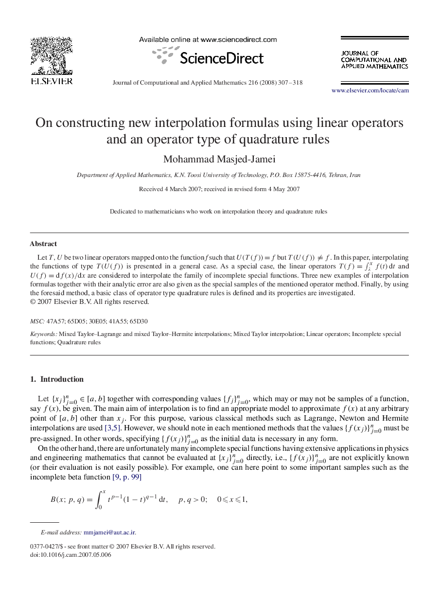 On constructing new interpolation formulas using linear operators and an operator type of quadrature rules