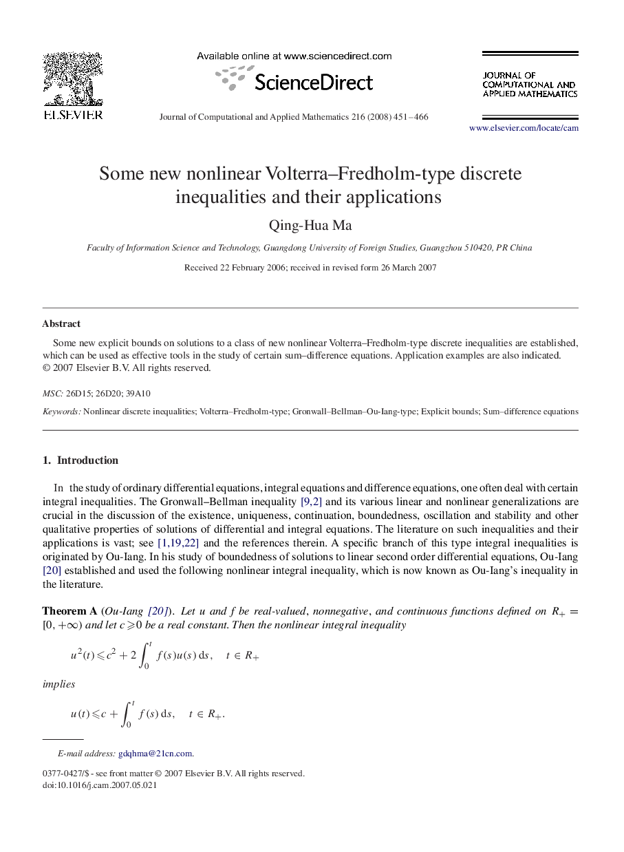 Some new nonlinear Volterra-Fredholm-type discrete inequalities and their applications