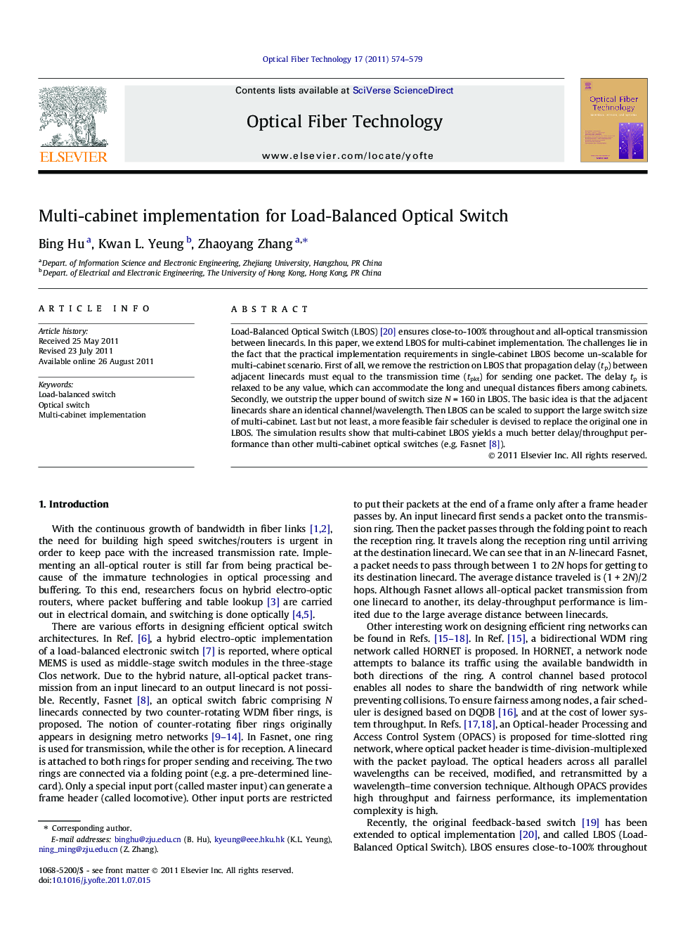 Multi-cabinet implementation for Load-Balanced Optical Switch