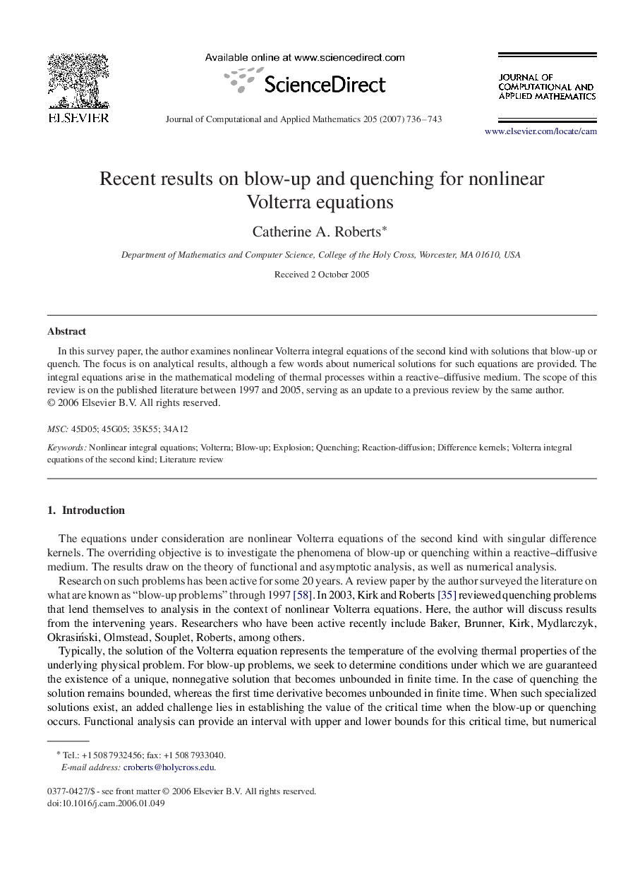 Recent results on blow-up and quenching for nonlinear Volterra equations