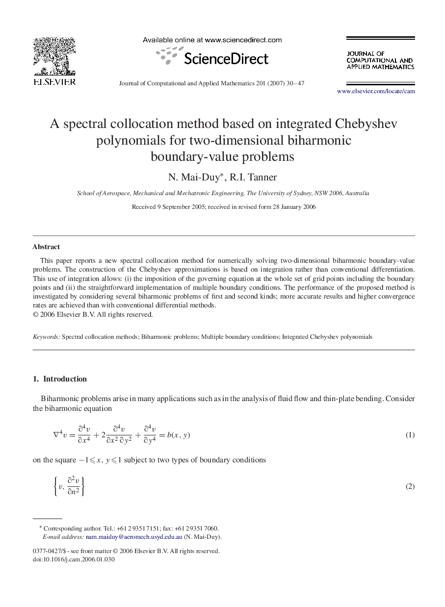 A spectral collocation method based on integrated Chebyshev polynomials for two-dimensional biharmonic boundary-value problems