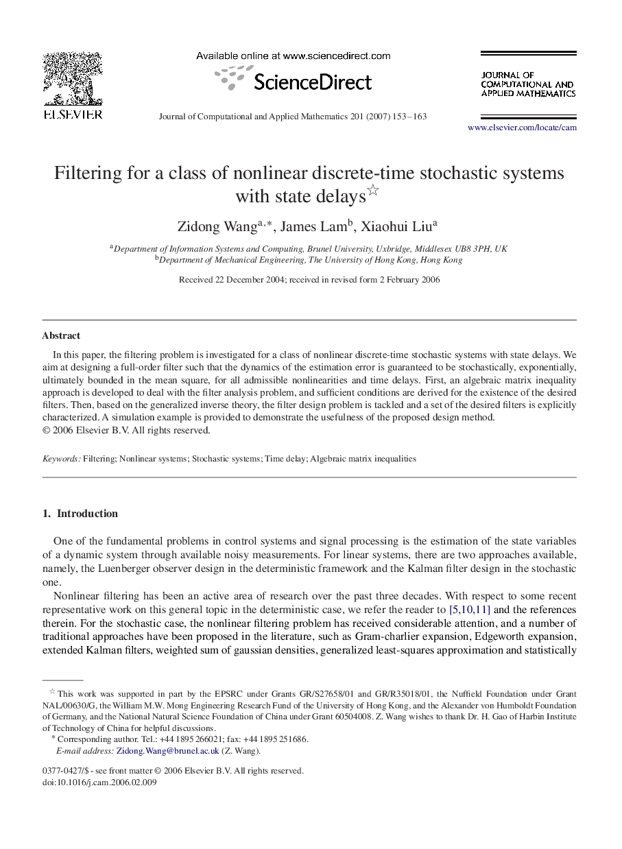 Filtering for a class of nonlinear discrete-time stochastic systems with state delays 