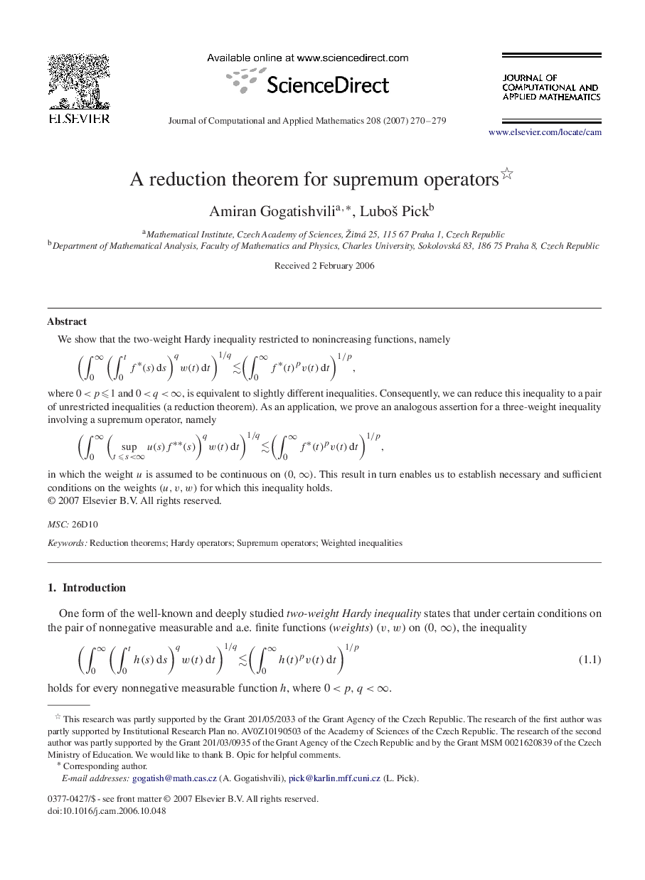 A reduction theorem for supremum operators 