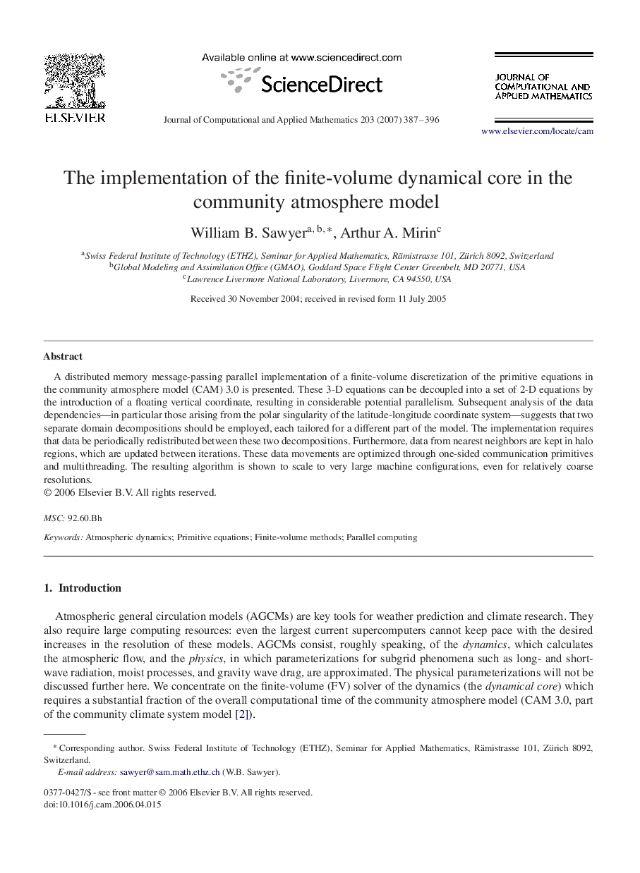 The implementation of the finite-volume dynamical core in the community atmosphere model