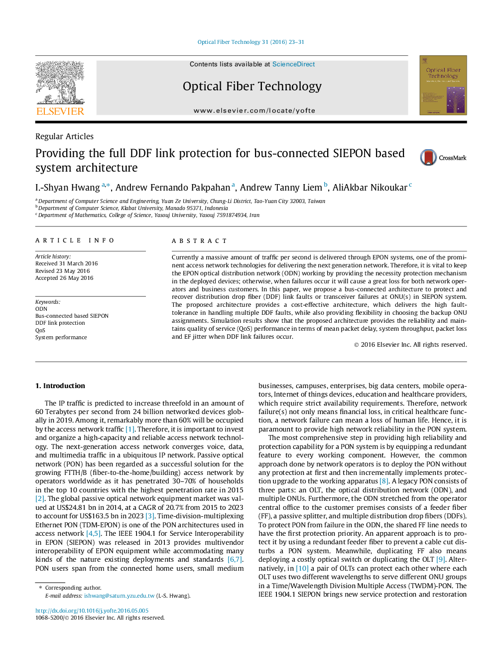 Providing the full DDF link protection for bus-connected SIEPON based system architecture