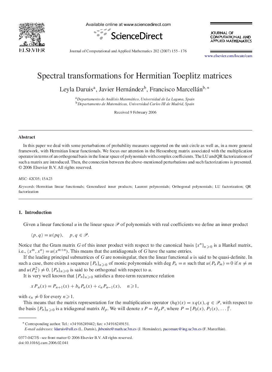 Spectral transformations for Hermitian Toeplitz matrices