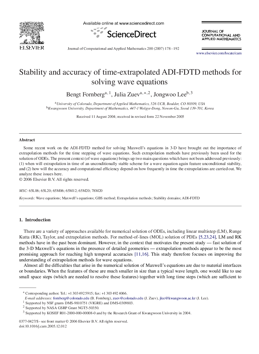 Stability and accuracy of time-extrapolated ADI-FDTD methods for solving wave equations