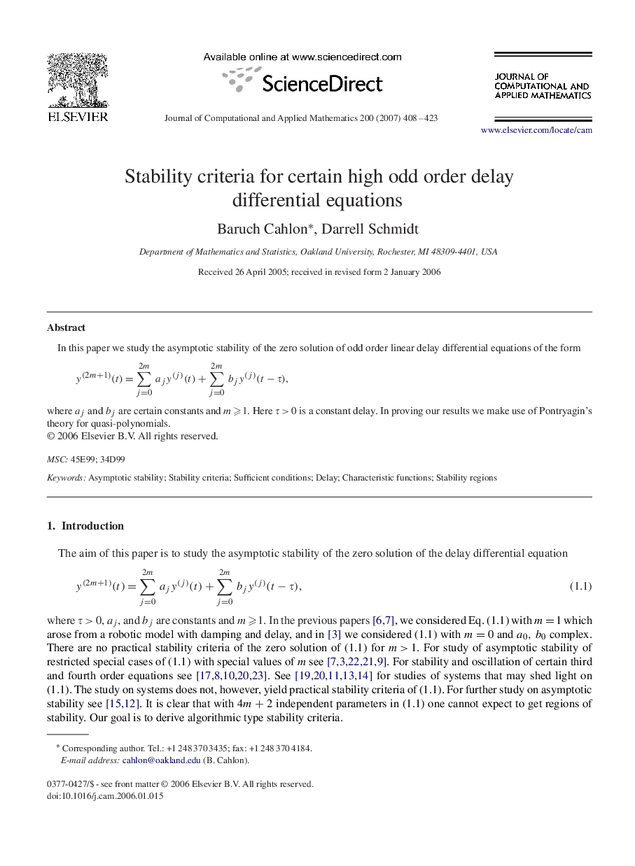 Stability criteria for certain high odd order delay differential equations