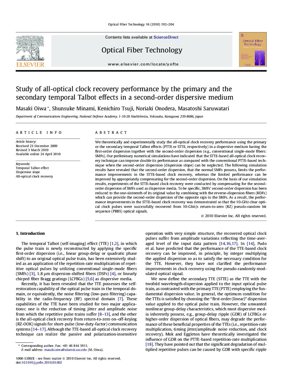 Study of all-optical clock recovery performance by the primary and the secondary temporal Talbot effects in a second-order dispersive medium