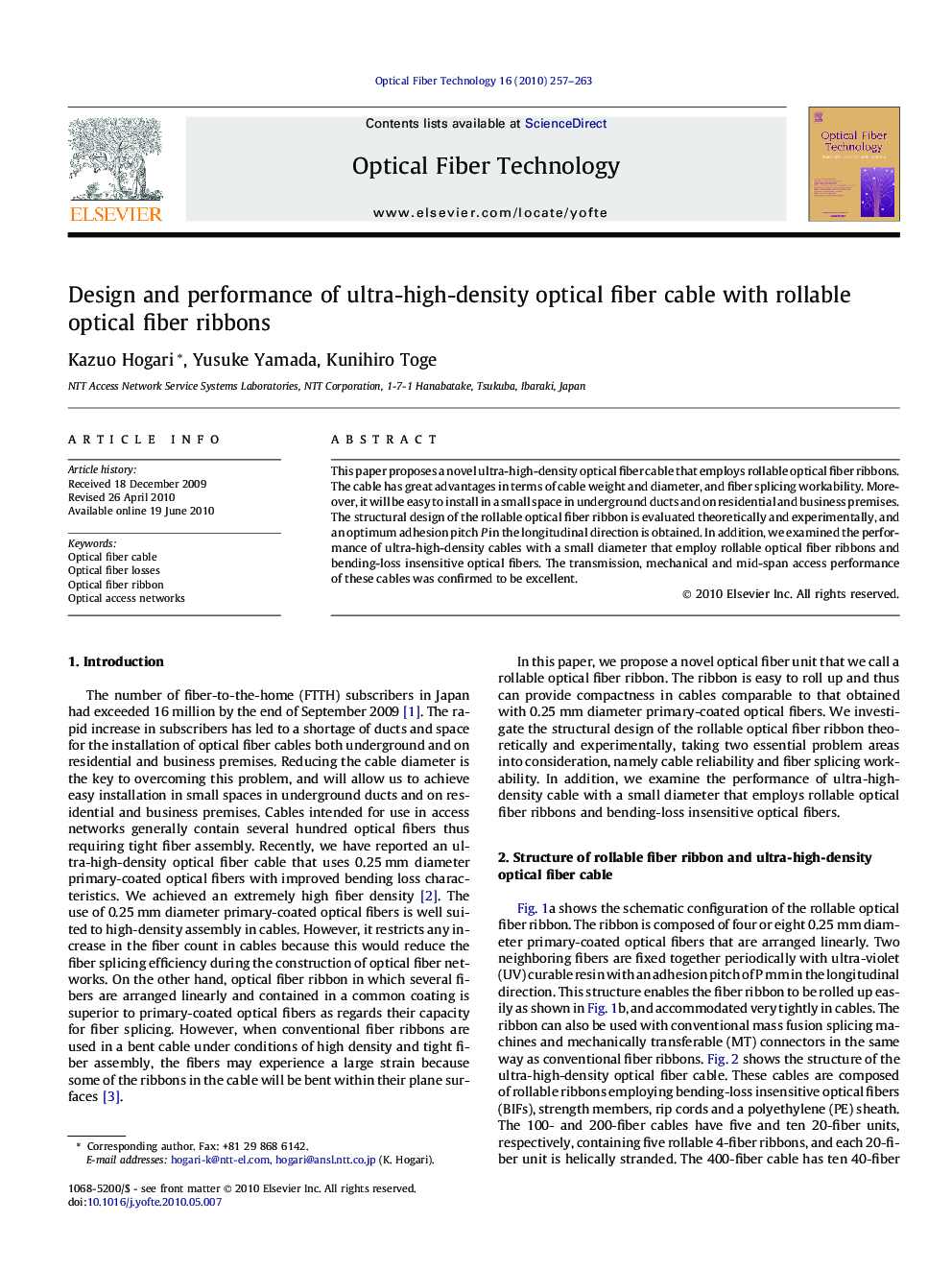 Design and performance of ultra-high-density optical fiber cable with rollable optical fiber ribbons