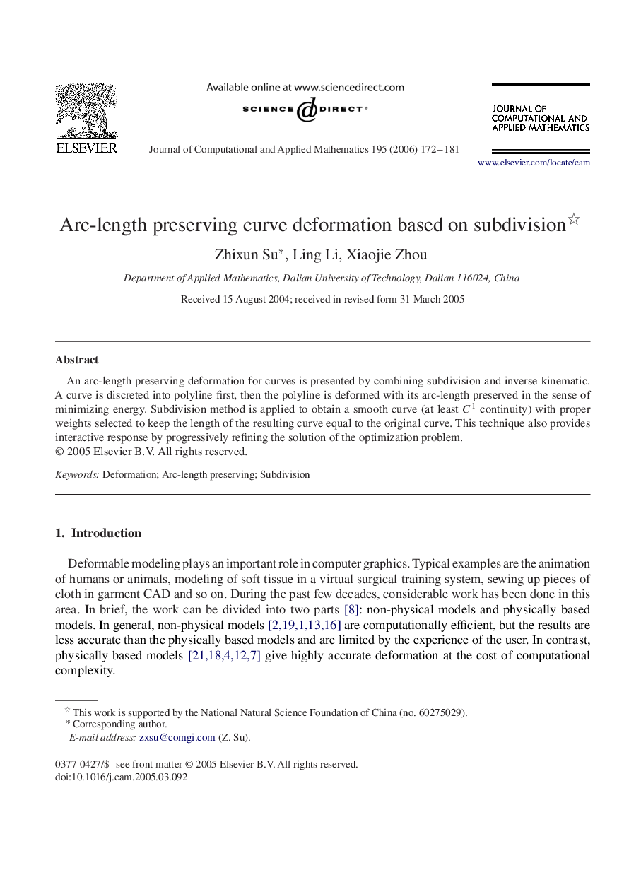 Arc-length preserving curve deformation based on subdivision 