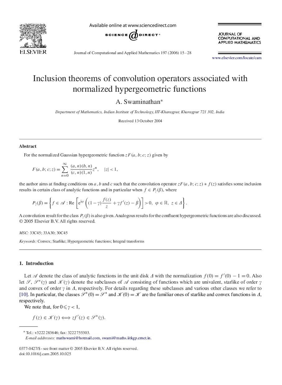 Inclusion theorems of convolution operators associated with normalized hypergeometric functions