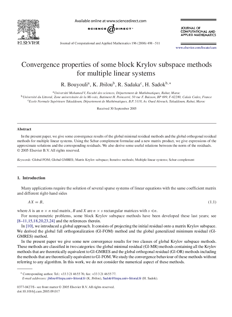 Convergence properties of some block Krylov subspace methods for multiple linear systems