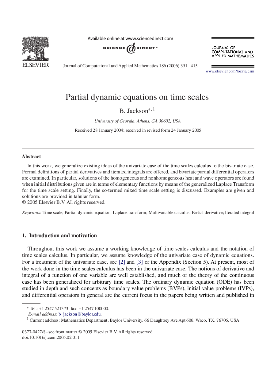 Partial dynamic equations on time scales