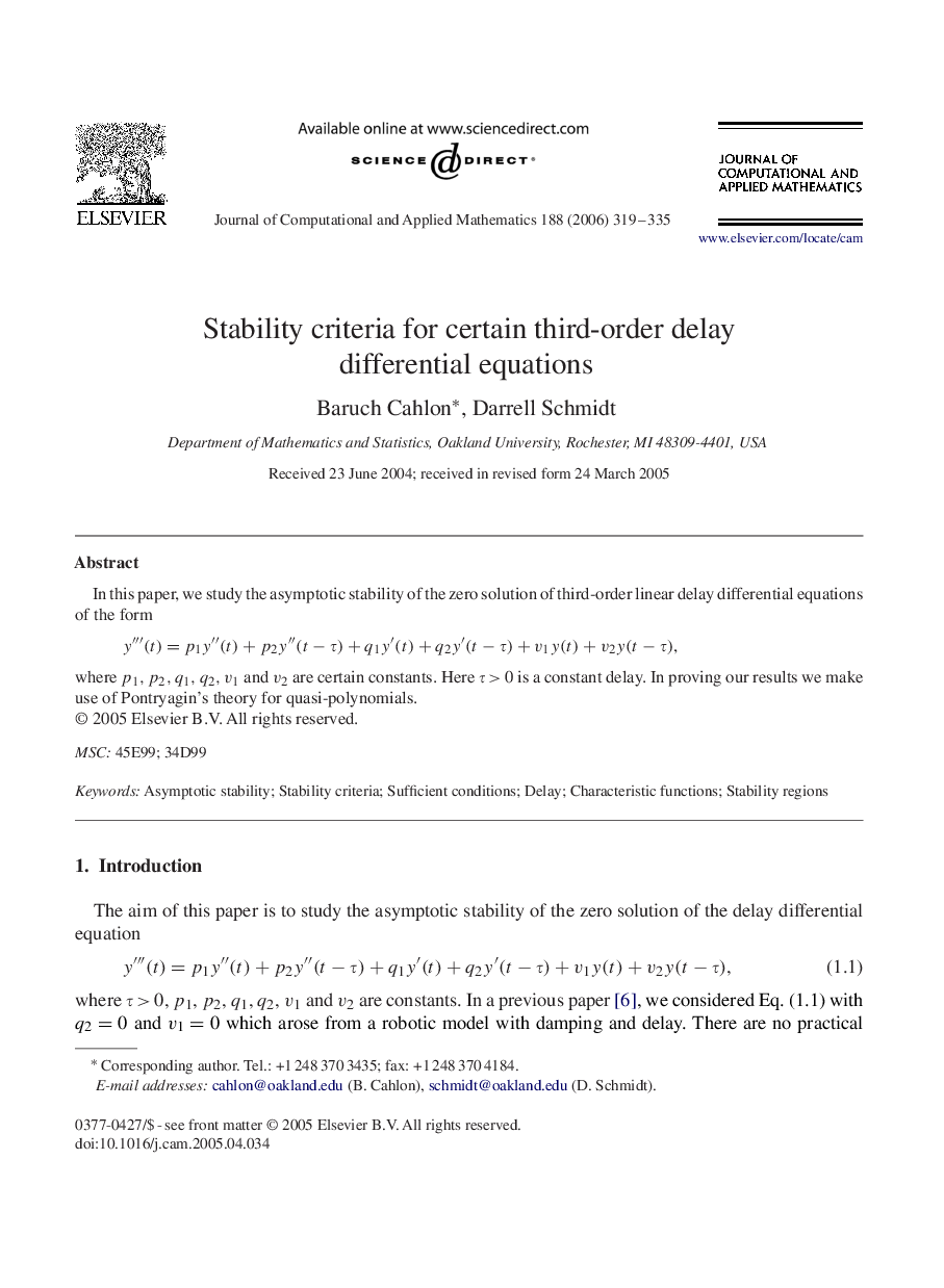 Stability criteria for certain third-order delay differential equations