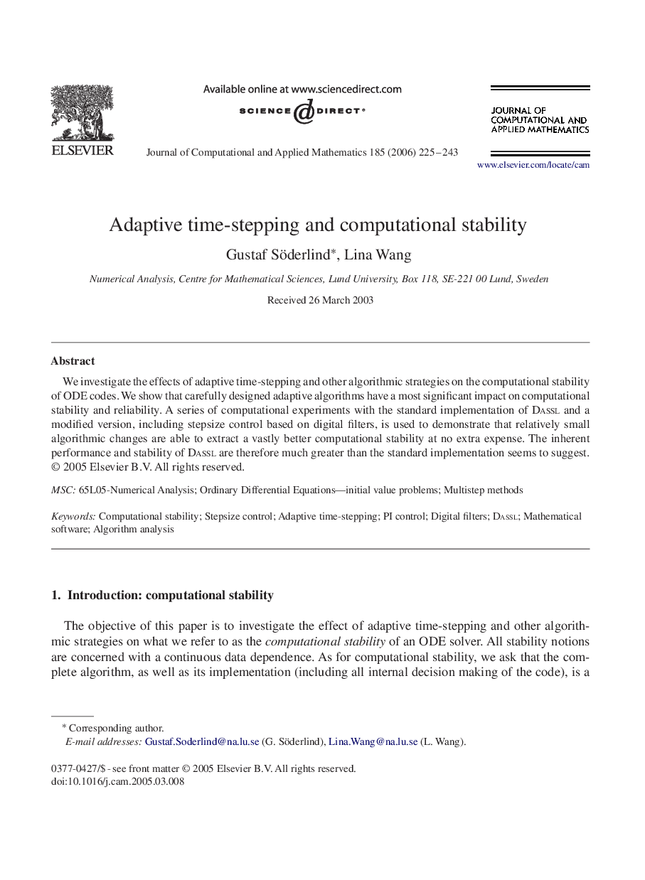 Adaptive time-stepping and computational stability