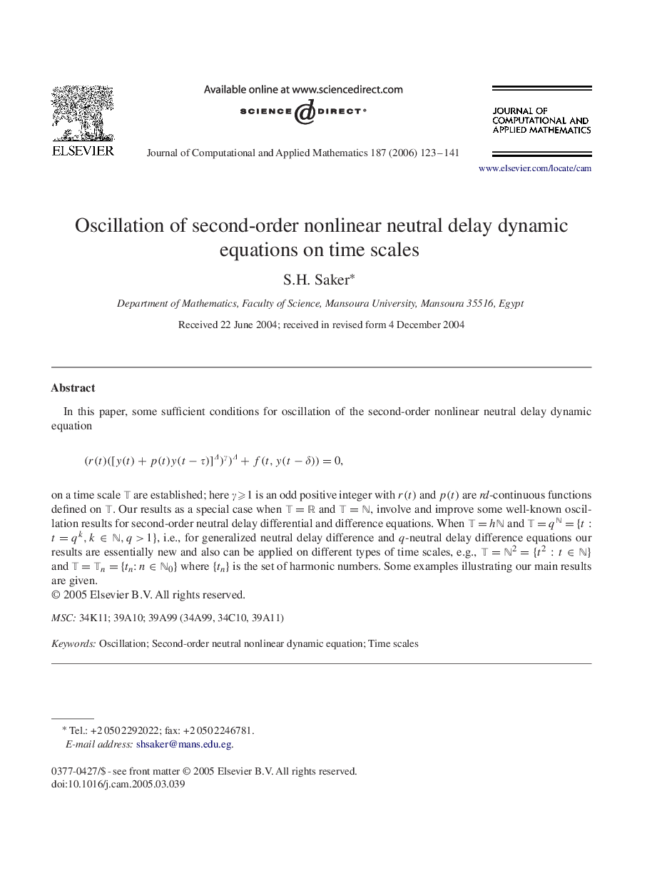 Oscillation of second-order nonlinear neutral delay dynamic equations on time scales