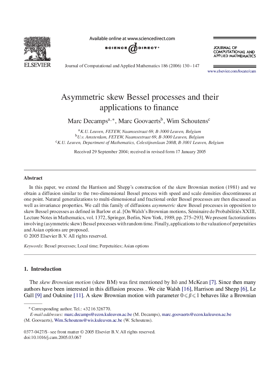 Asymmetric skew Bessel processes and their applications to finance