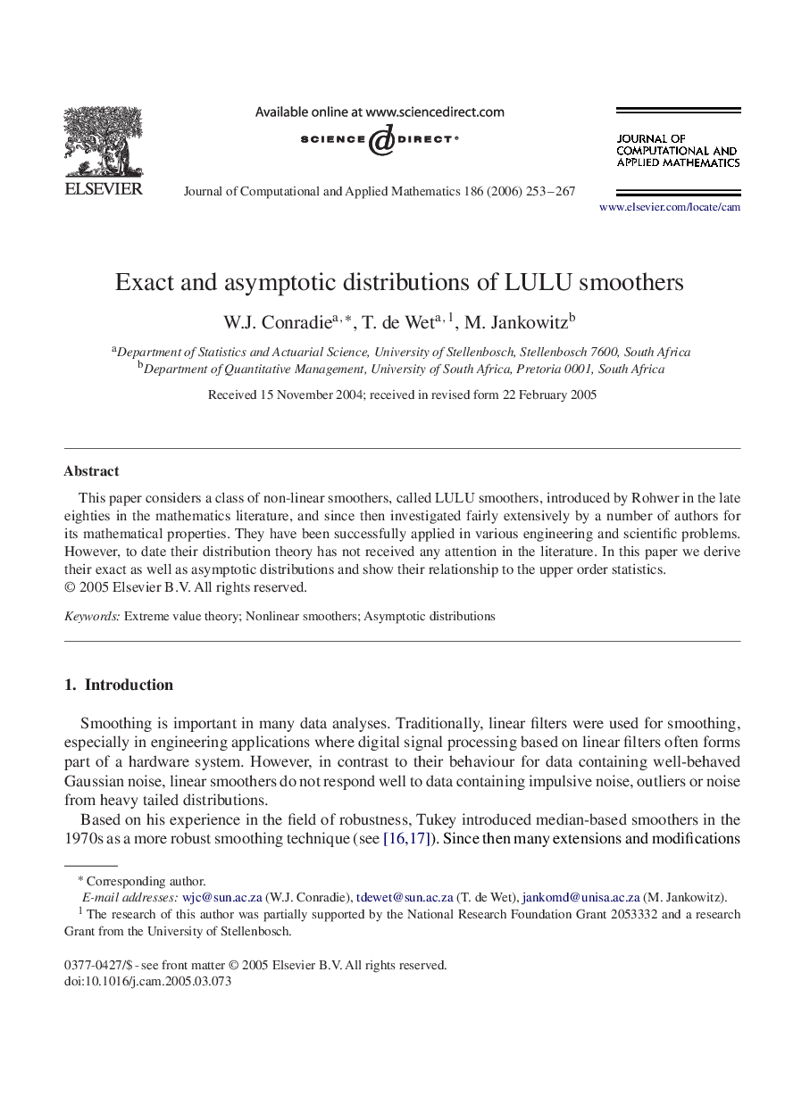 Exact and asymptotic distributions of LULU smoothers