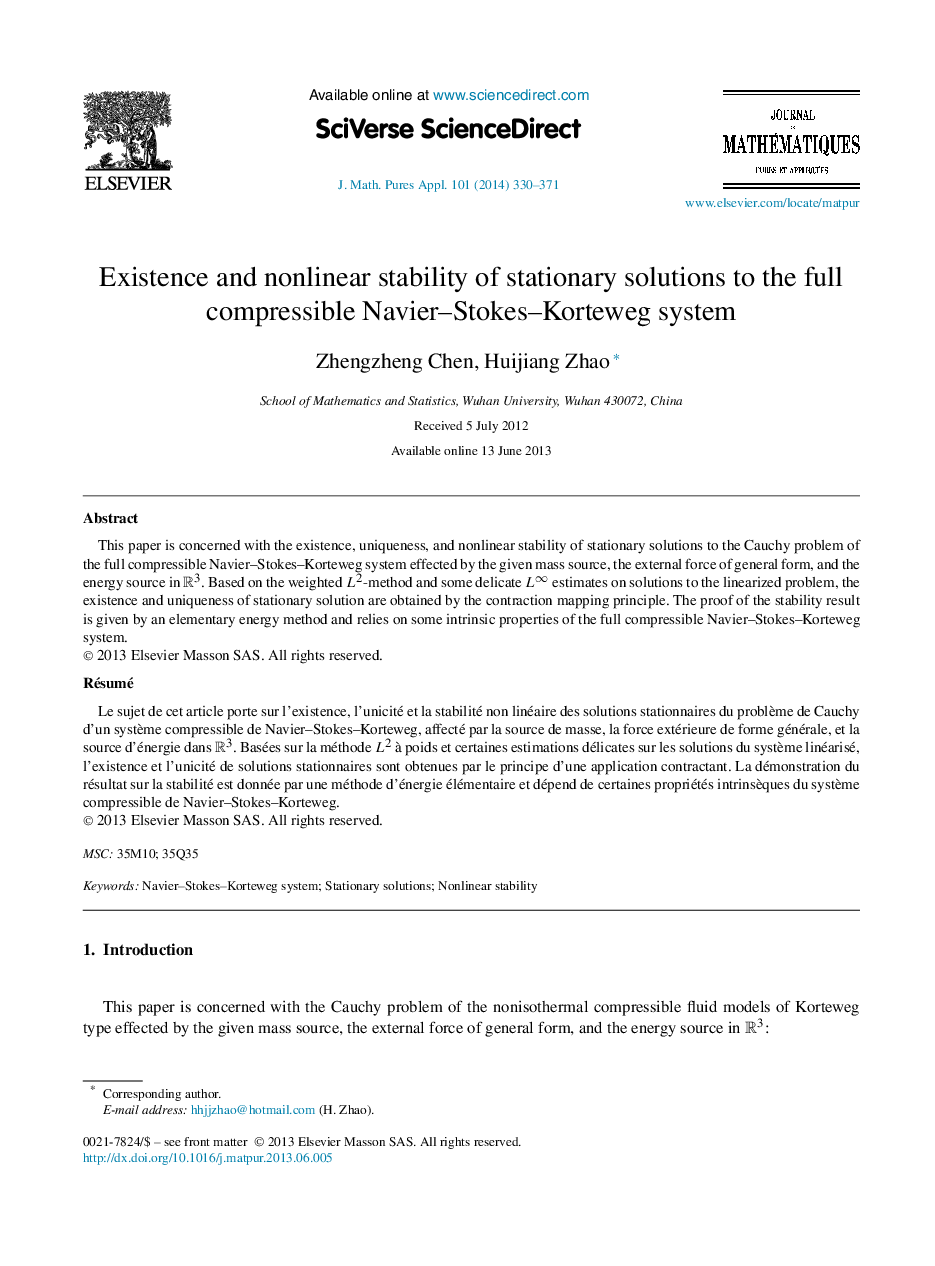 Existence and nonlinear stability of stationary solutions to the full compressible Navier–Stokes–Korteweg system