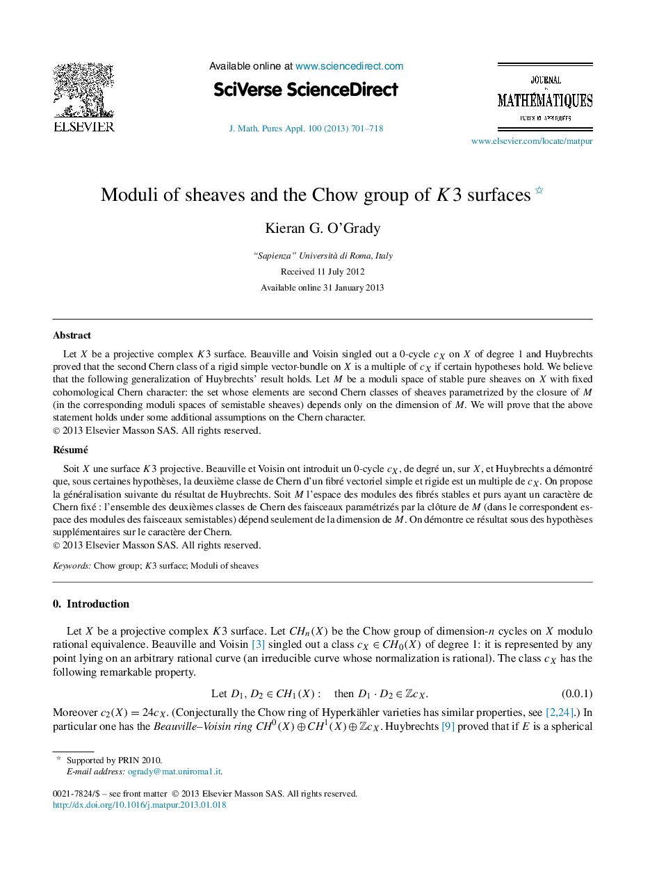 Moduli of sheaves and the Chow group of K3 surfaces 