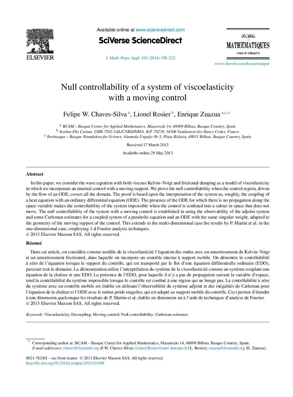 Null controllability of a system of viscoelasticity with a moving control