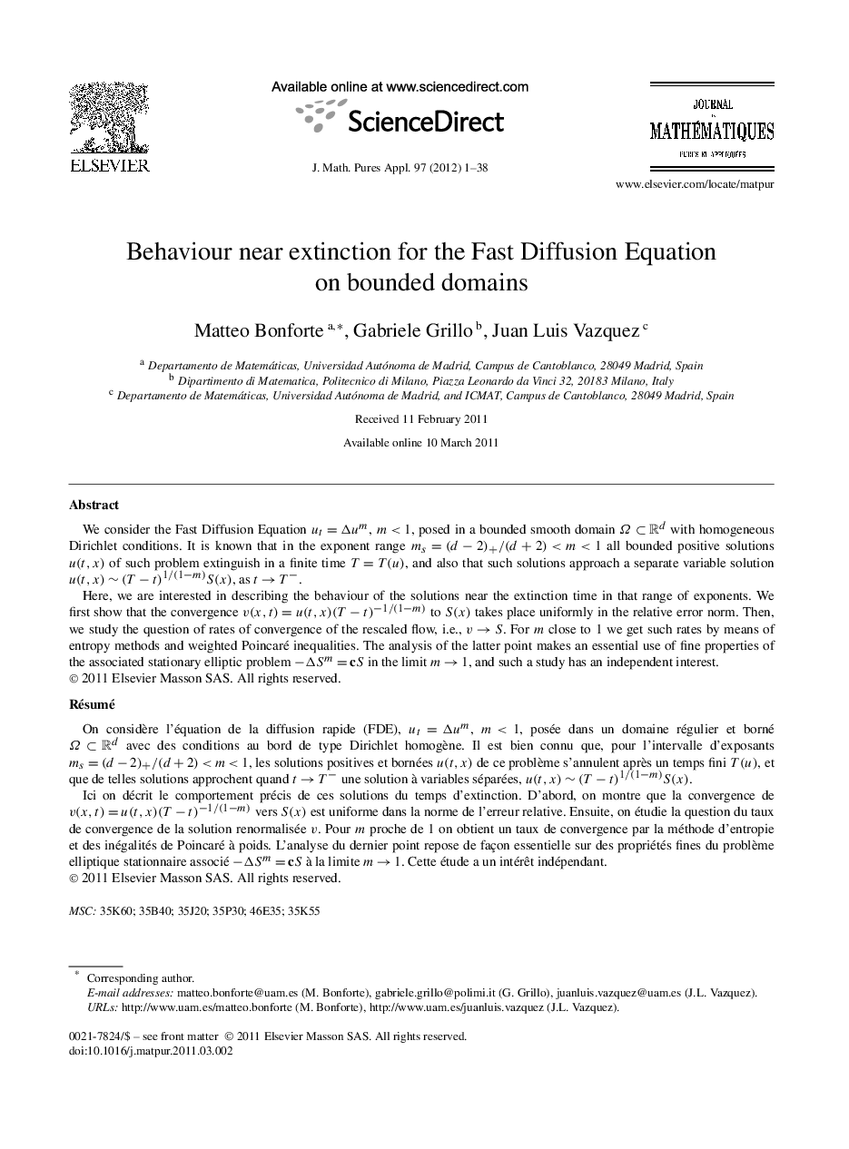 Behaviour near extinction for the Fast Diffusion Equation on bounded domains