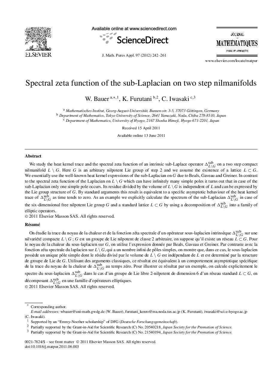 Spectral zeta function of the sub-Laplacian on two step nilmanifolds