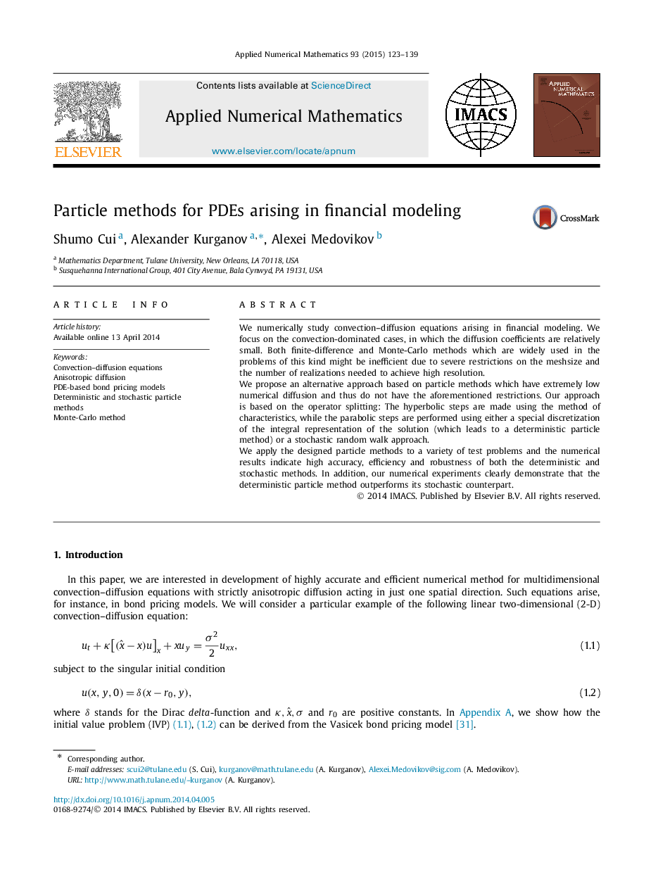 Particle methods for PDEs arising in financial modeling