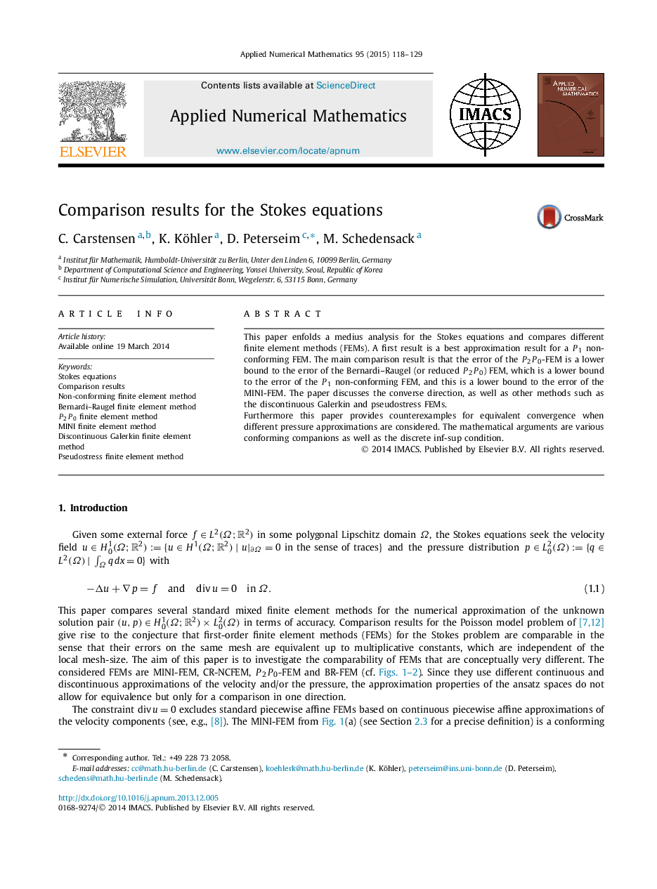 Comparison results for the Stokes equations