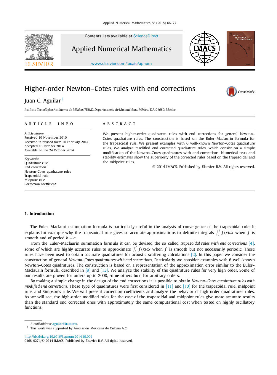 Higher-order Newton–Cotes rules with end corrections