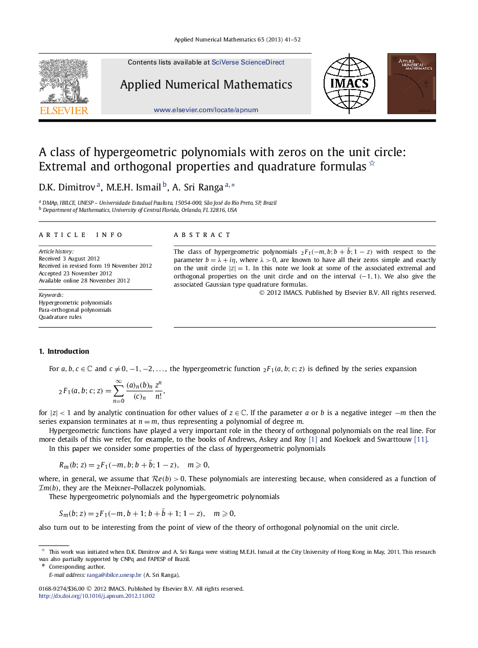 A class of hypergeometric polynomials with zeros on the unit circle: Extremal and orthogonal properties and quadrature formulas 