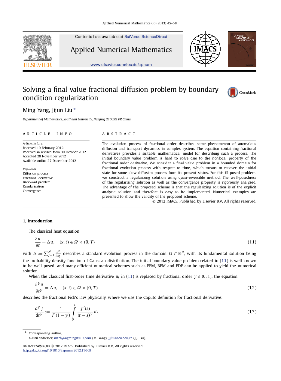 Solving a final value fractional diffusion problem by boundary condition regularization