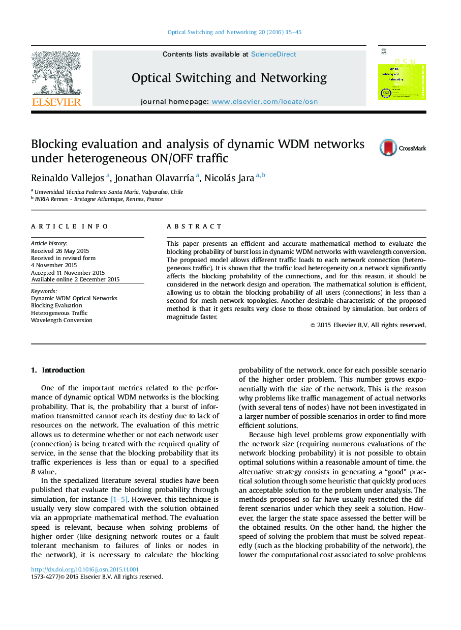 Blocking evaluation and analysis of dynamic WDM networks under heterogeneous ON/OFF traffic