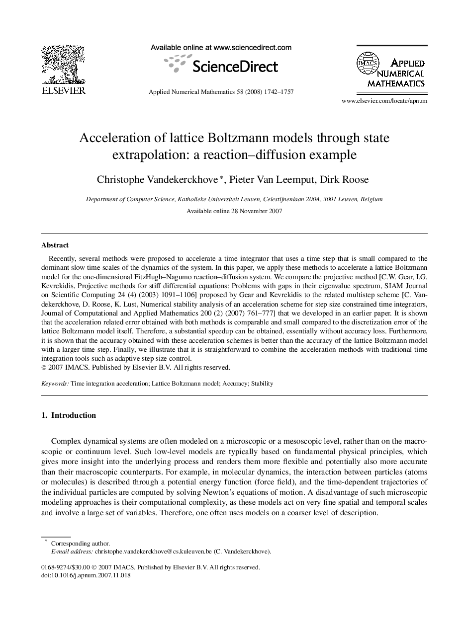 Acceleration of lattice Boltzmann models through state extrapolation: a reaction–diffusion example