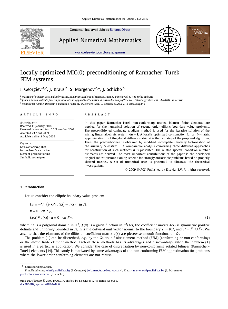 Locally optimized MIC(0) preconditioning of Rannacher–Turek FEM systems