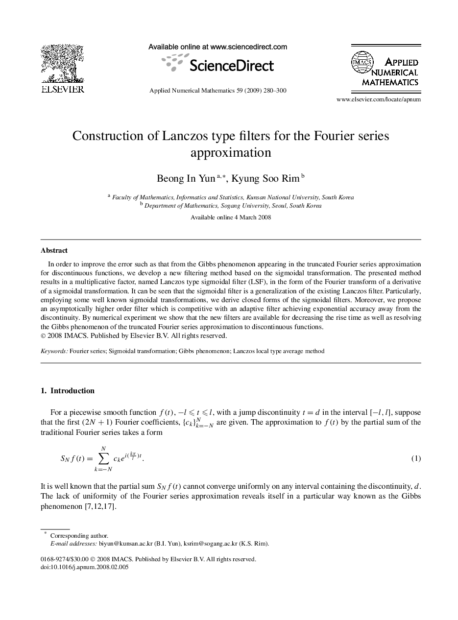 Construction of Lanczos type filters for the Fourier series approximation