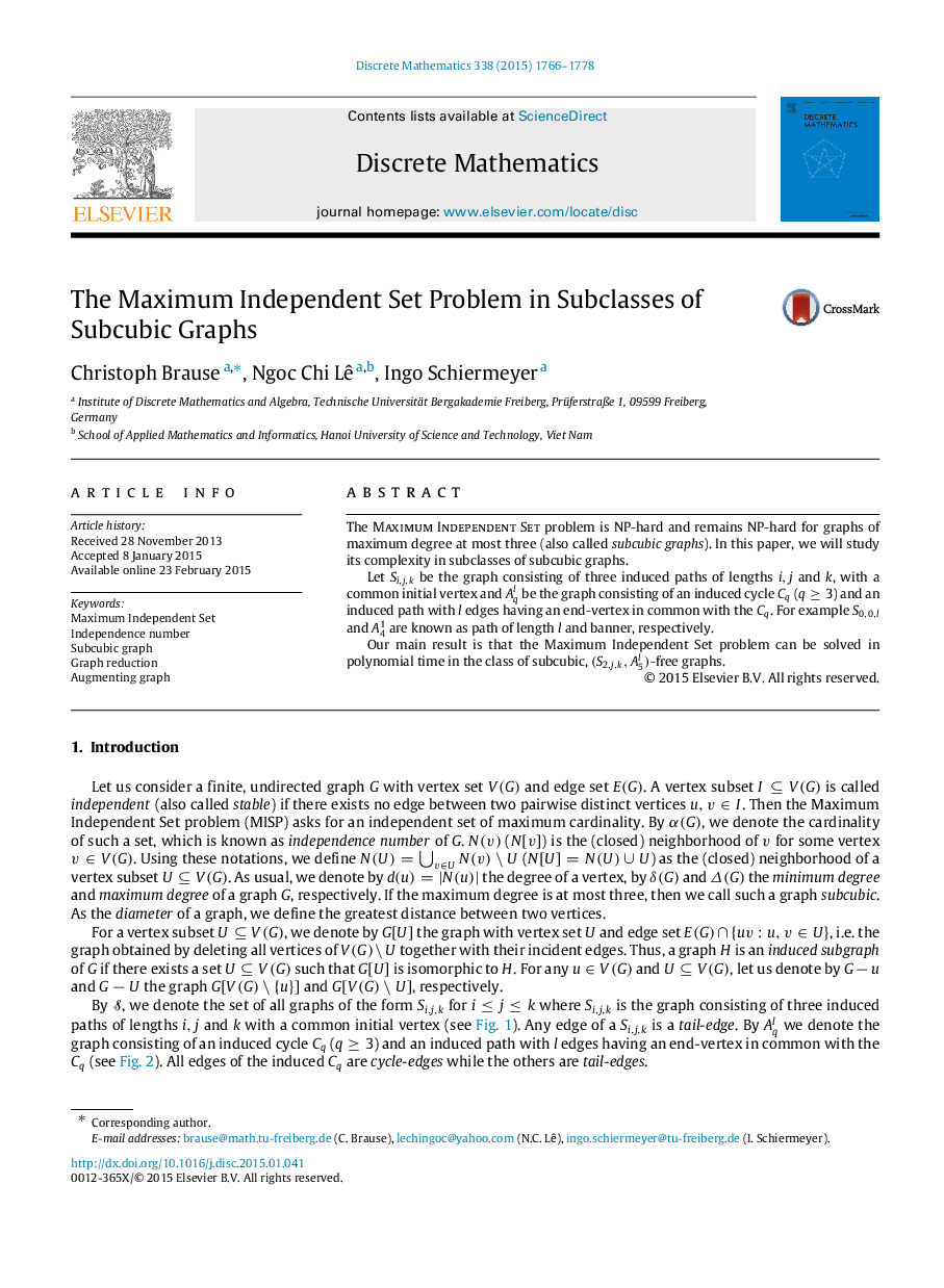 The Maximum Independent Set Problem in Subclasses of Subcubic Graphs