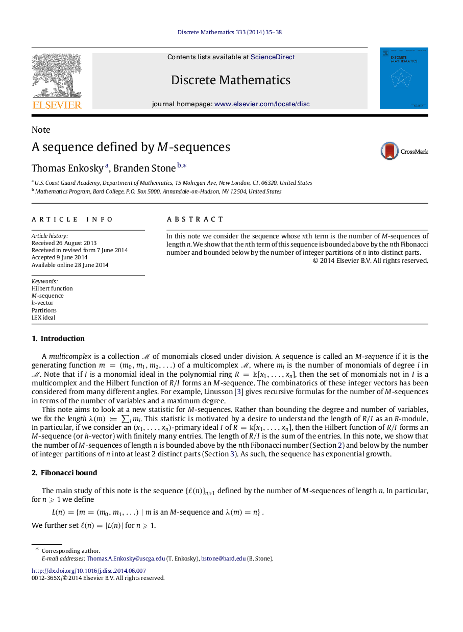 A sequence defined by MM-sequences