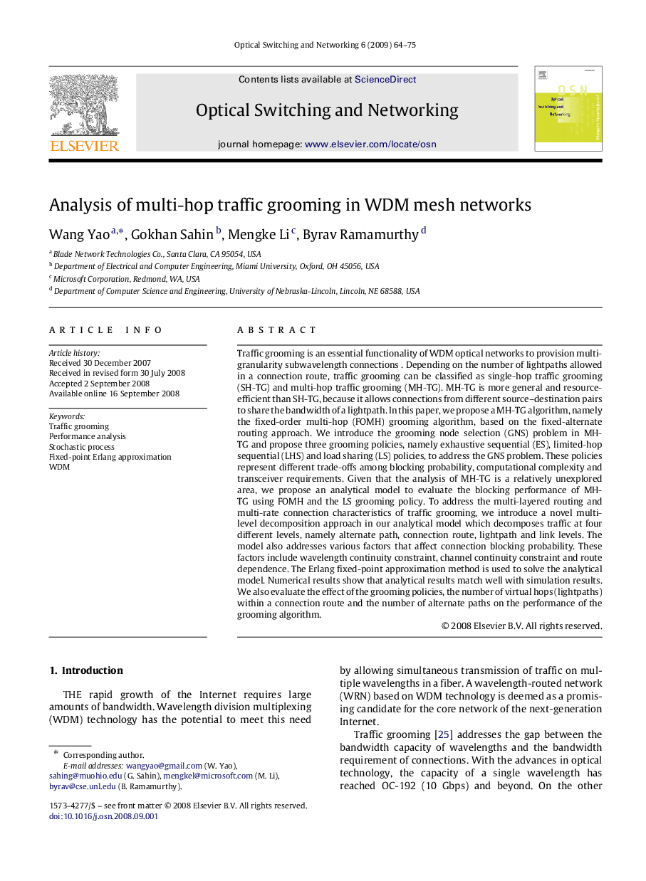 Analysis of multi-hop traffic grooming in WDM mesh networks