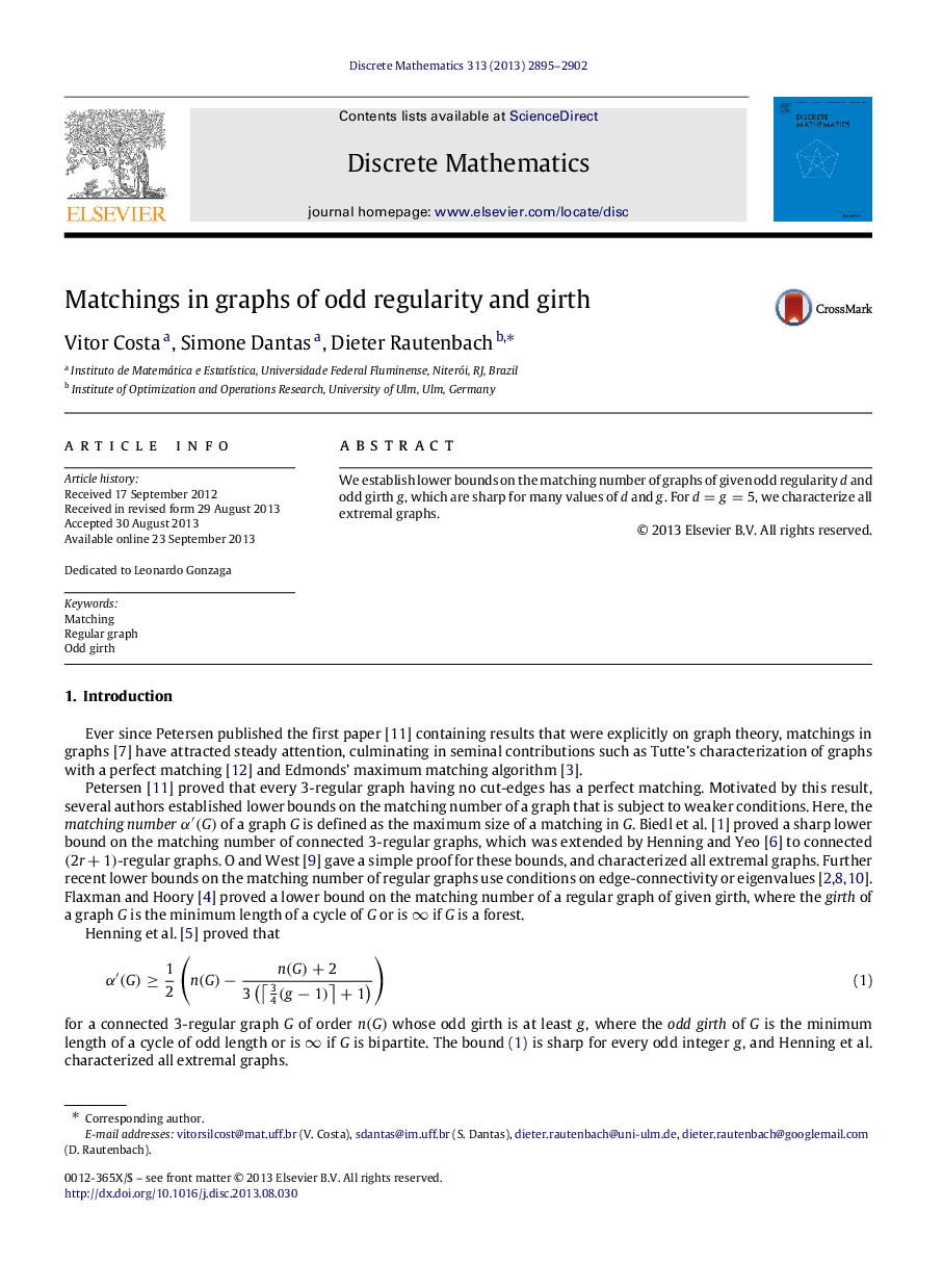 Matchings in graphs of odd regularity and girth