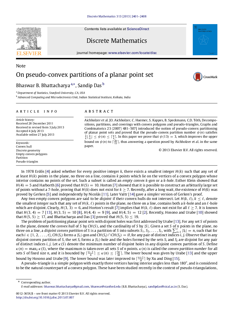 On pseudo-convex partitions of a planar point set