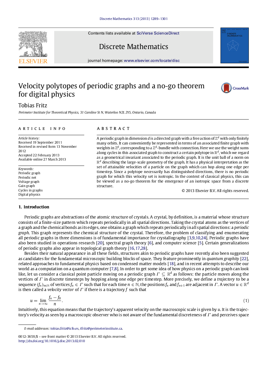 Velocity polytopes of periodic graphs and a no-go theorem for digital physics