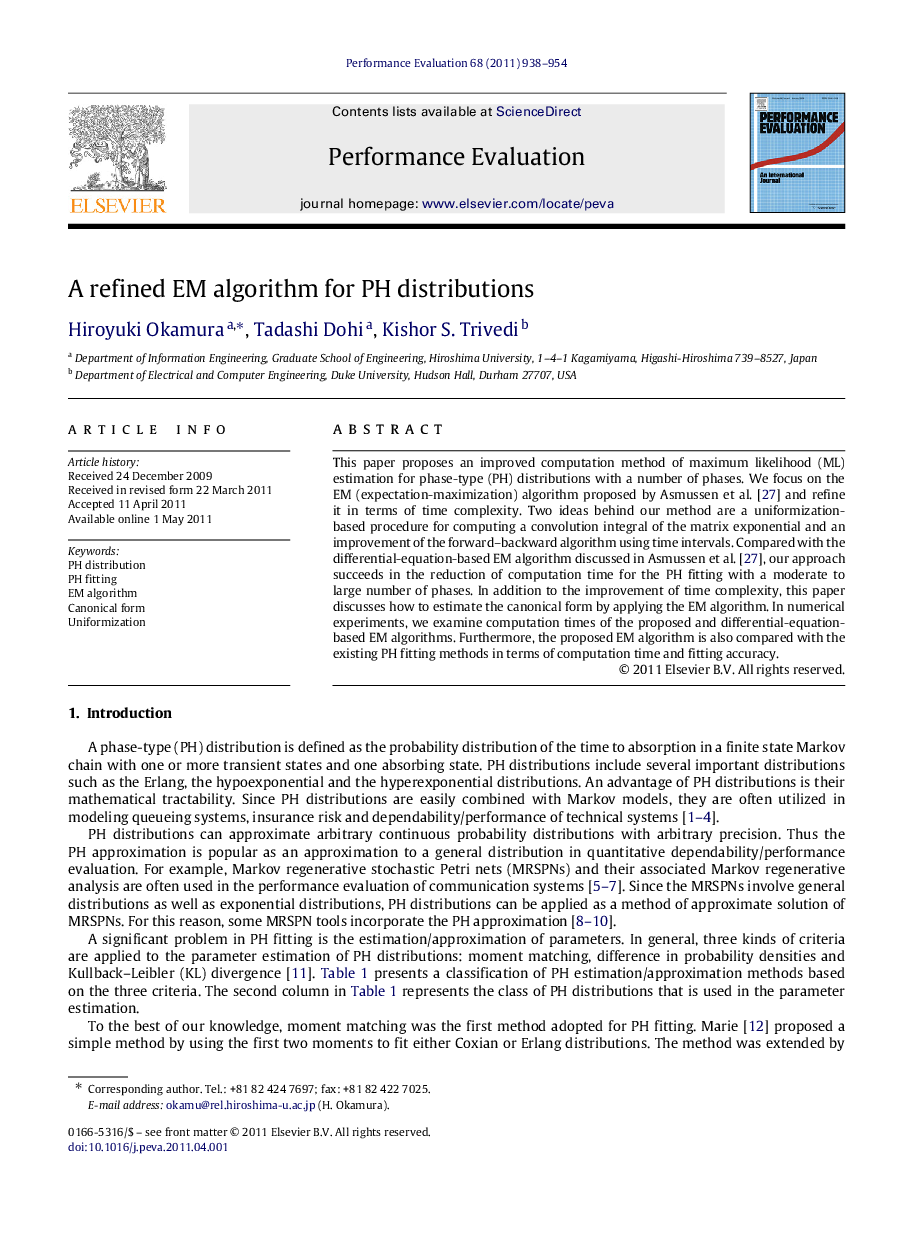 A refined EM algorithm for PH distributions